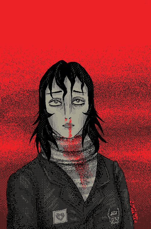 An alt of the first image, with blood staining Anya's clothes.