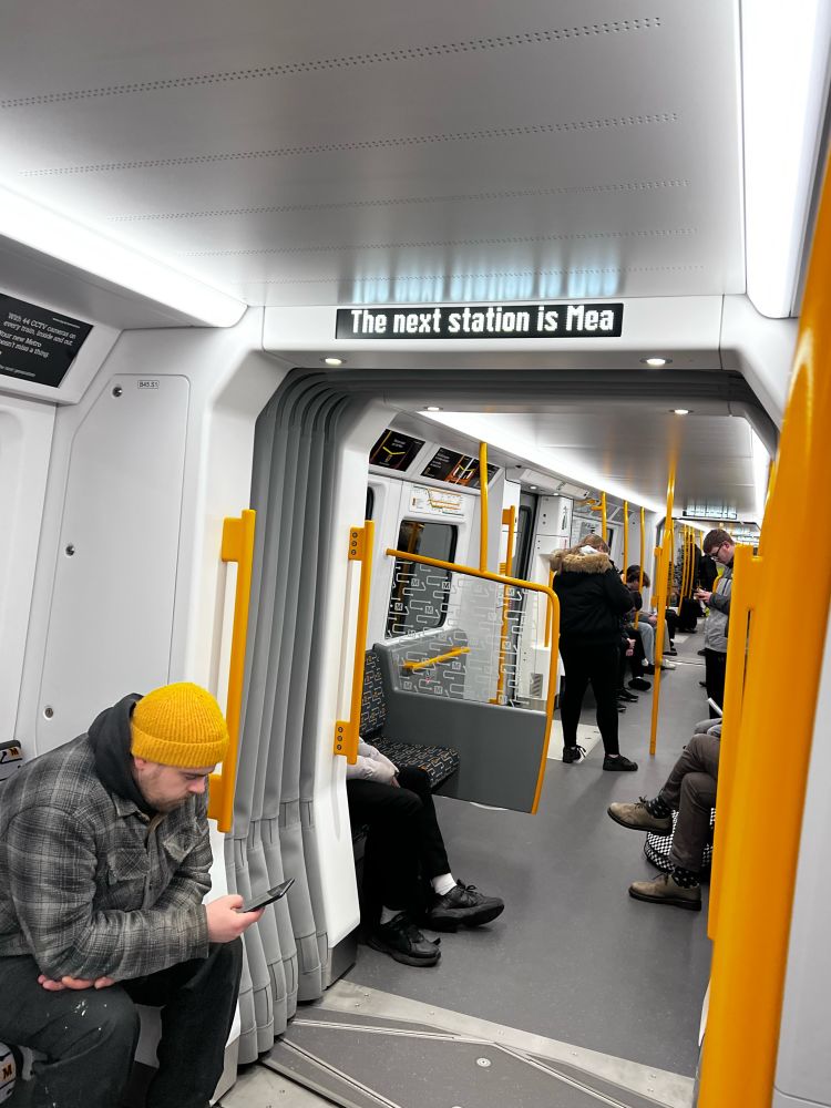 interior of new tyne and wear metro train, so clean and shiny ✨