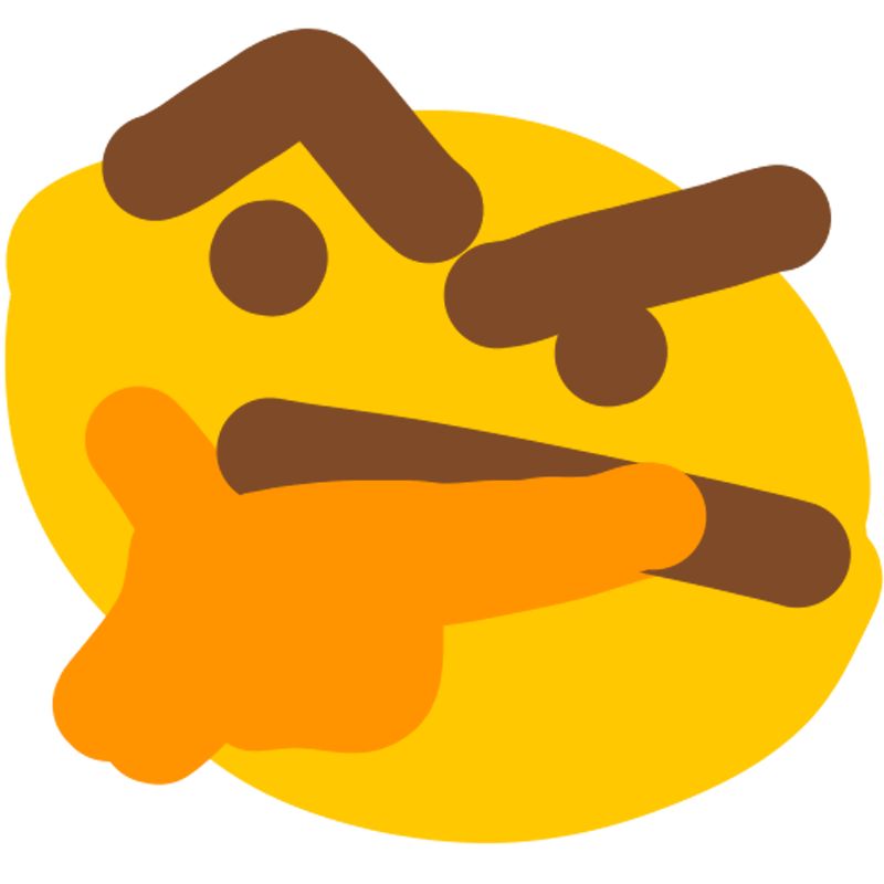 Crude art depicting a more animated/upset version of the thinking emoji 🤔