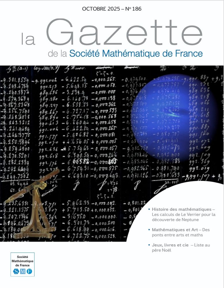 Cover of "la Gazette de la Société Mathématique de France", October 2025, n°185