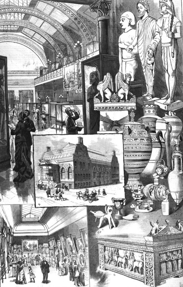 Scenes at the newly opened Metropolitan Museum of Art. From Frank Leslie's Illustrated Weekly, April 10, 1880. 