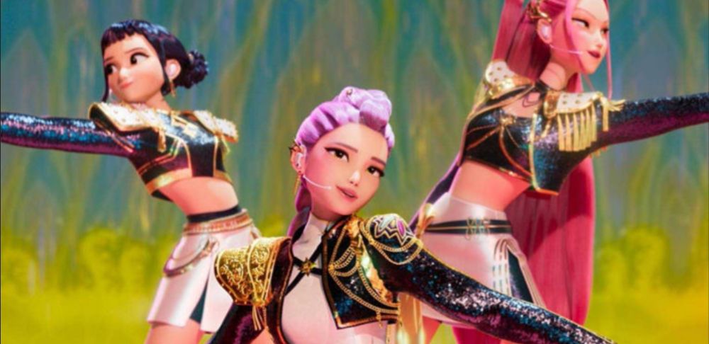 Official splash art for the animated movie, Kpop Demon Hunters. 