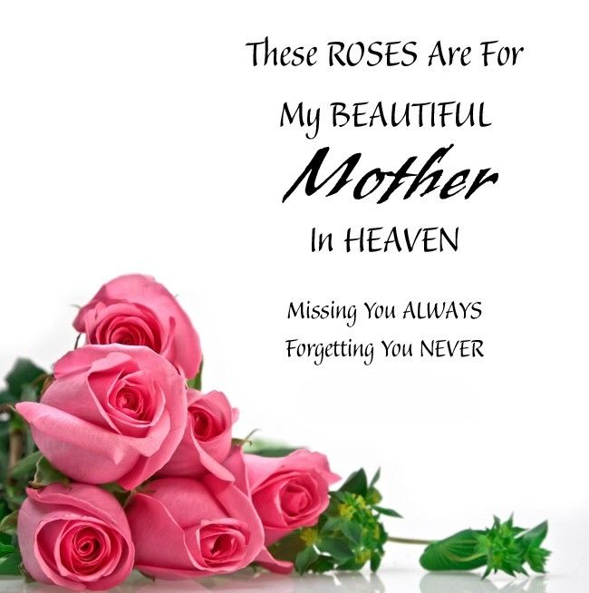 Photo of pink roses and the message, "These roses are for my beautiful Mother in Heaven. Missing you always. Forgetting you never."