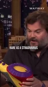 Jack Black holding a Saxaboom saying "Rare as a stradivarius"