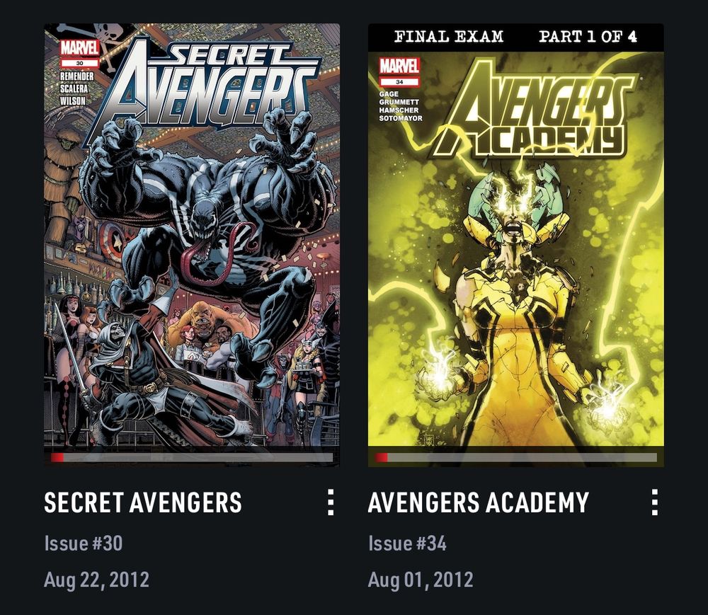 Secret Avengers #30(Aug 22, 2012) & Avengers Academy #34(Aug 01, 2012)