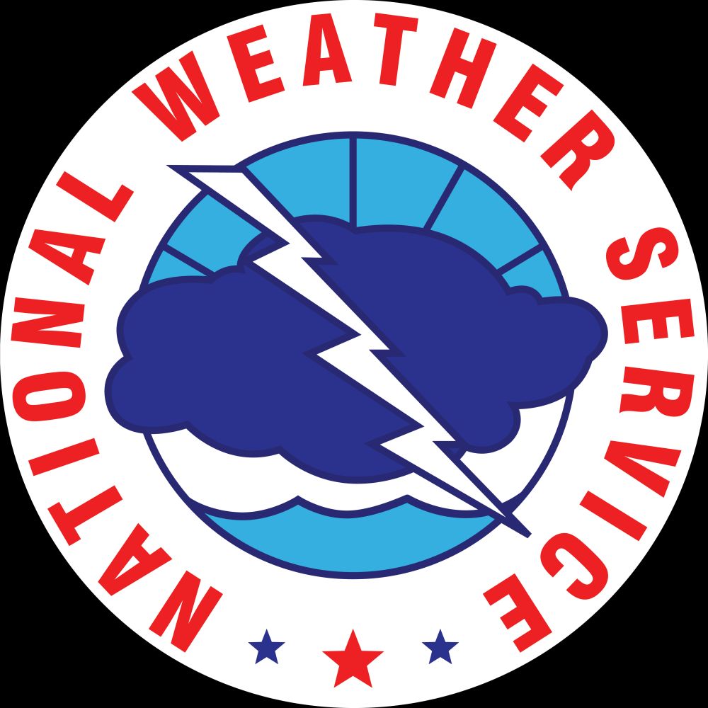 Image of the NWS logo. Cloud with a lightning bolt and the lettering "National Weather Service"