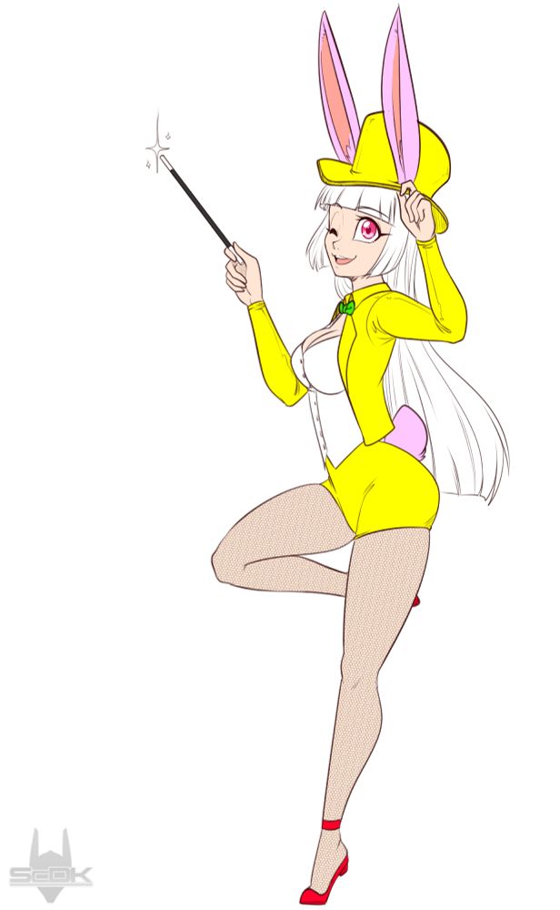Bunny girl wearing a yellow magician outfit