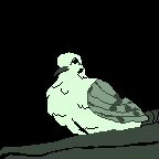 Pixel art of a Mourning Dove with a limited color palette made to look like OG Gameboy art.