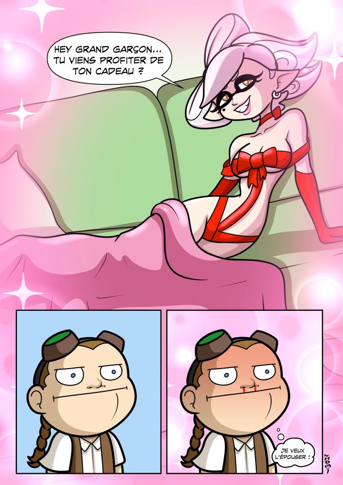 Marie wearing a ribbon in front of Thomi