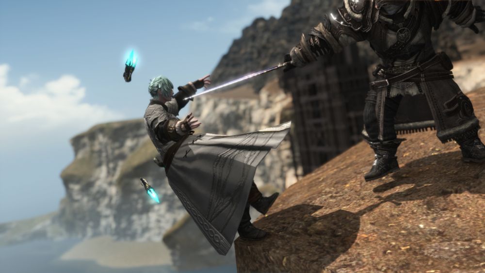 Side view of Mamani falling off the cliff.