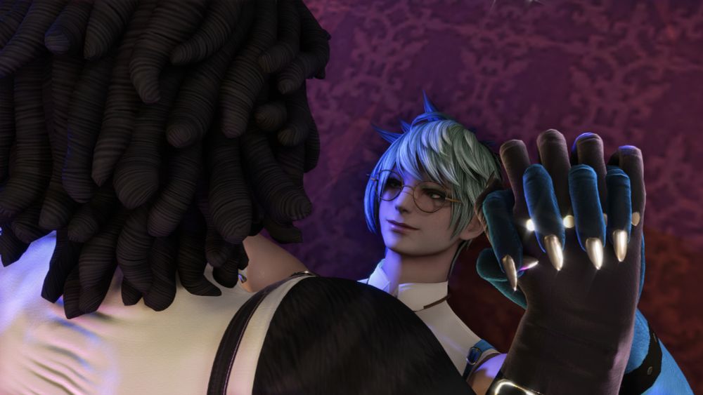 Closeup on Mamani, a teasing grin on her face, as their hands interlock.