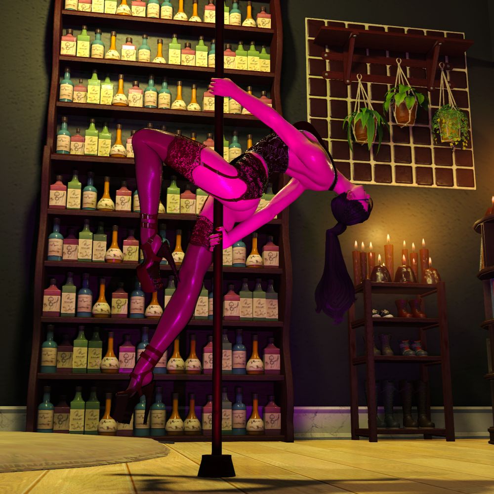 FFXIV Elezen character, Maylonie, pole dancing.