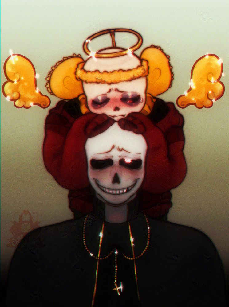 Dan again protrayed as an angel however the wings are not attached to him and he's resting his head on top of Gabriel who's most likely is kneeling down and "praying" for his angel which is Dan.
I used a base of off tiktok which I have posted in the comments
