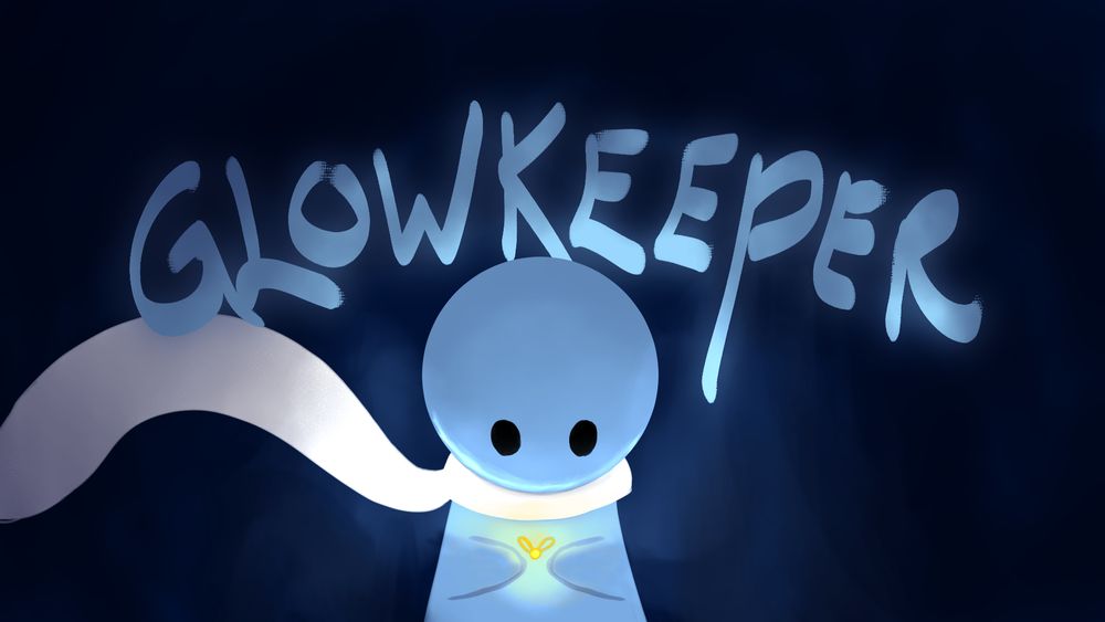 Glowkeeper's cover art, with the player holding a glowing firefly in their hands. Words behind them read "Glowkeeper".
