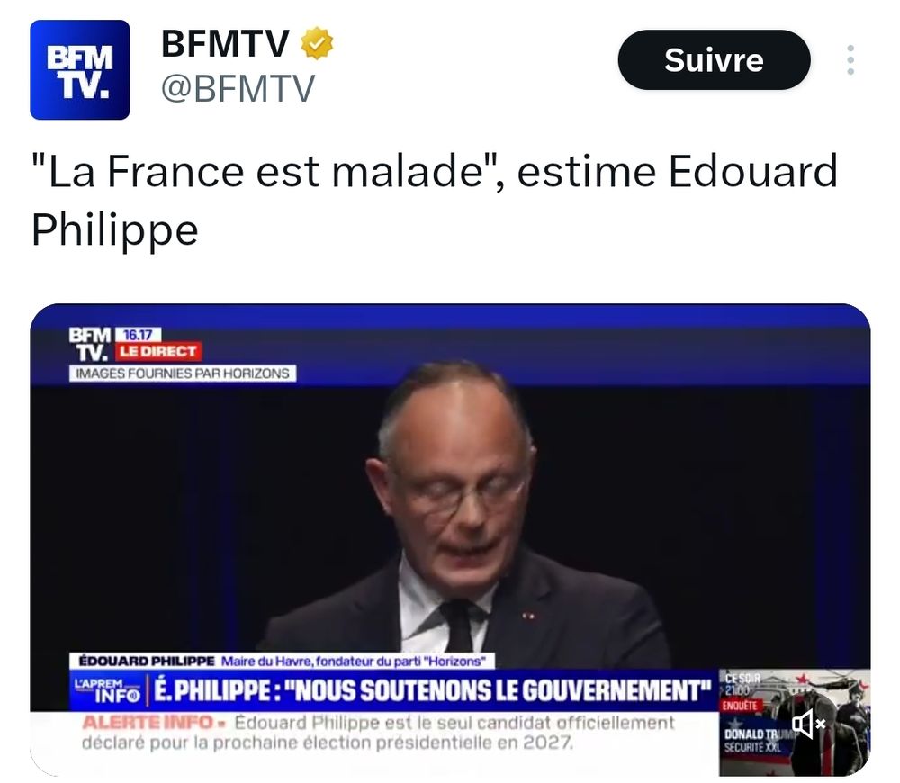 BFM : "La France est malade" déclare Édouard Philippe.