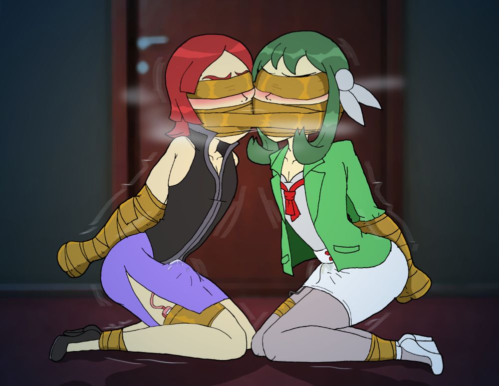 Alternate ofCharlie, crossplaying as FRLG/Gen 3 lorelei, and Angel, both taped up together and with hands trapped in the adhesive.
While still blindfolded, it doesnt sto both boys from getting flustered and turned on by their situation.