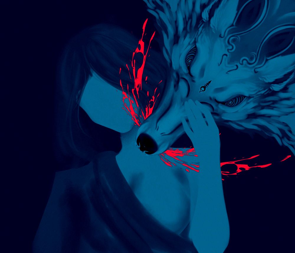 Big dog gives its master a playful bite on the neck :3