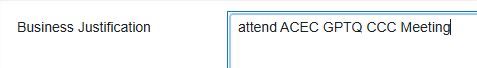 Screenshot from an expense report with the following text: attend ACEC GPTQ CCC Meeting