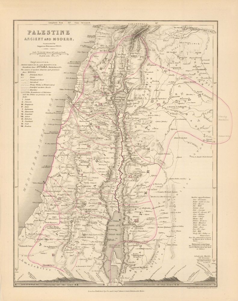 Map of Palestine from 1850