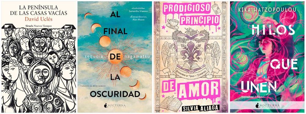 La península de las casas vacias, Al final de la oscuridad, Prodigioso principio de amor e Hilos que unen