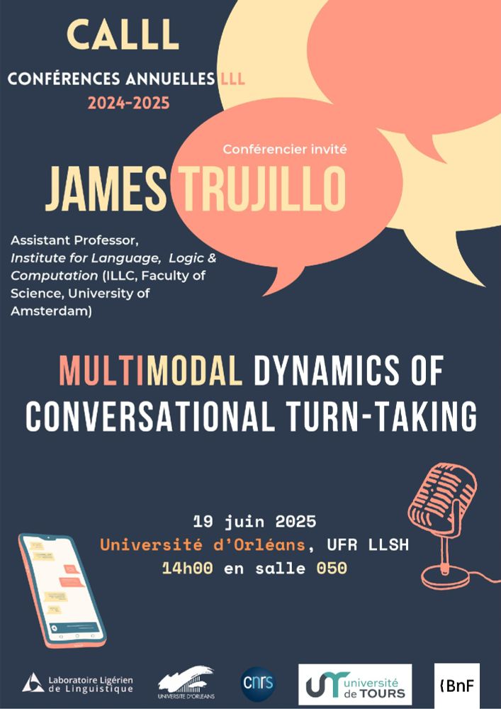 Announcement of the talk Multimodal Dynamics of Conversational Turn-Taking by James Trujillo, 19 June 2025