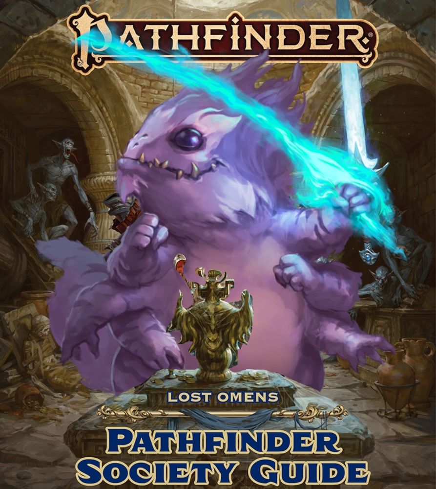 A skittermander front and center of the Lost Omens Pathfinder Society cover. 