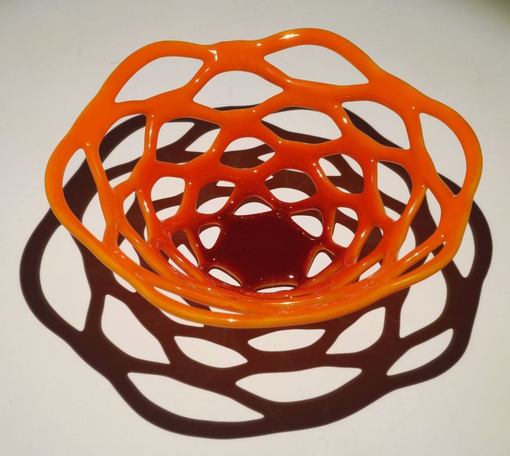 Red & Orange weave bowl, 6 1/4" x 2"