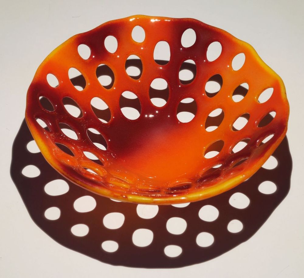 Red & Orange coral bowl, 5 1/4" x 1 3/4"