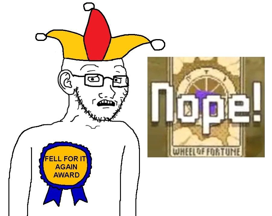 "fell for it again award" meme for the Wheel of Fortune card in Balatro