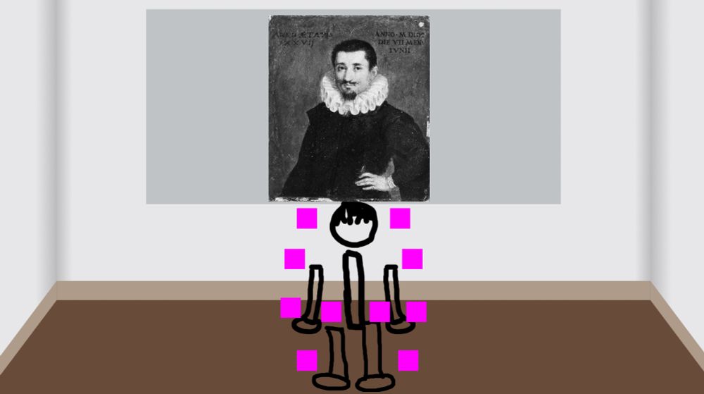 A screenshot from a game with art work called "Portrait of a Man"