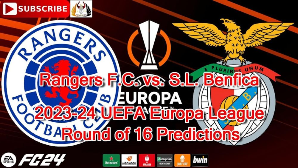 Rangers F.C. vs. S.L. Benfica | 2023-24 UEFA Europa League Round of 16 | Predictions EA Sports FC 24