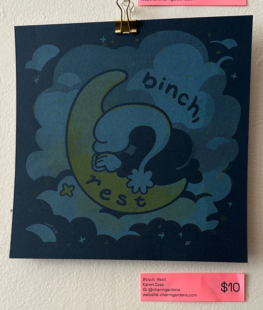 a sleepy little person in the moon. binch, rest