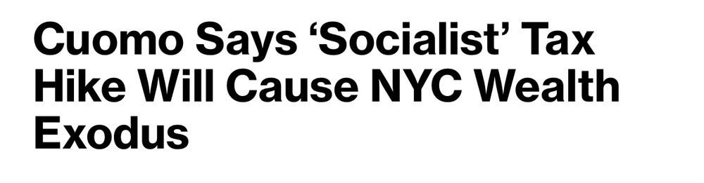 “Cuomo Says 'Socialist' Tax Hike Will Cause NYC Wealth Exodus”