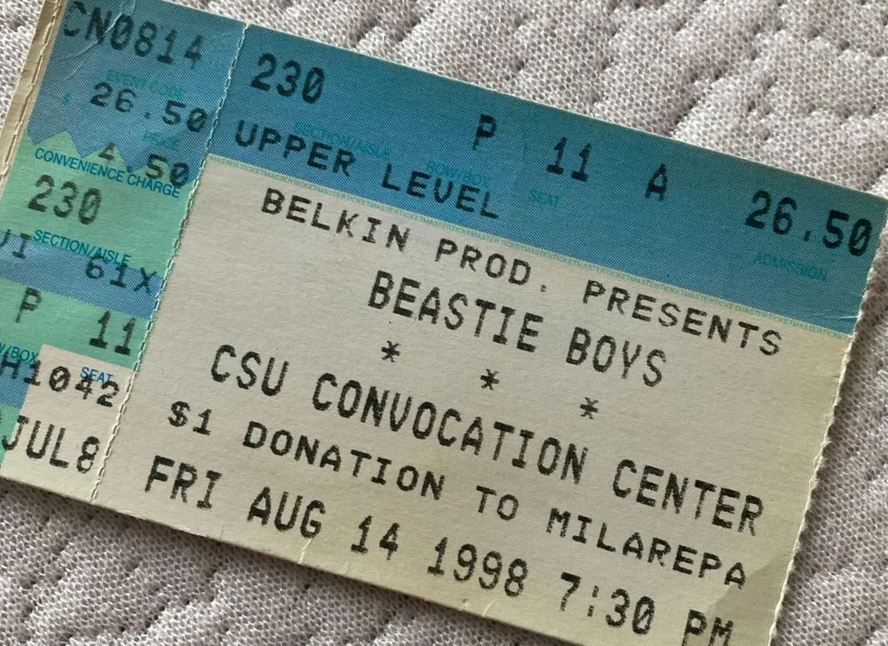 A Beastie Boys ticket stub from 1998