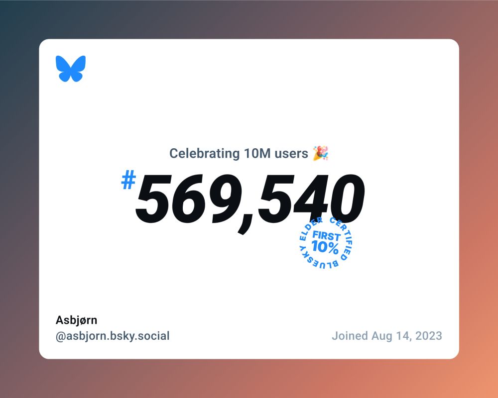 Out of ten million people, I was number 569,540.