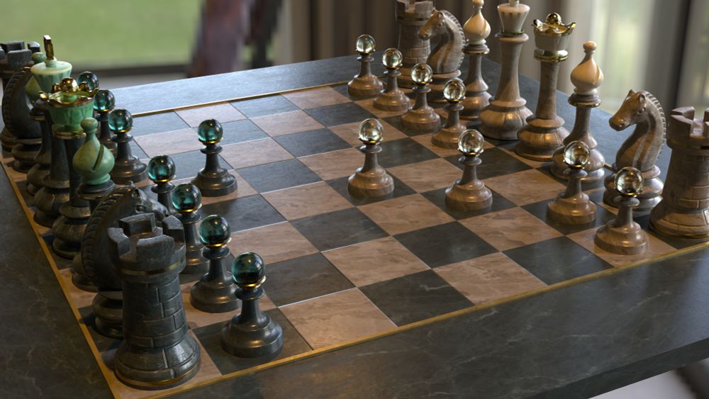 The MaterialX Chess Set in OctaneRender 2026.1.