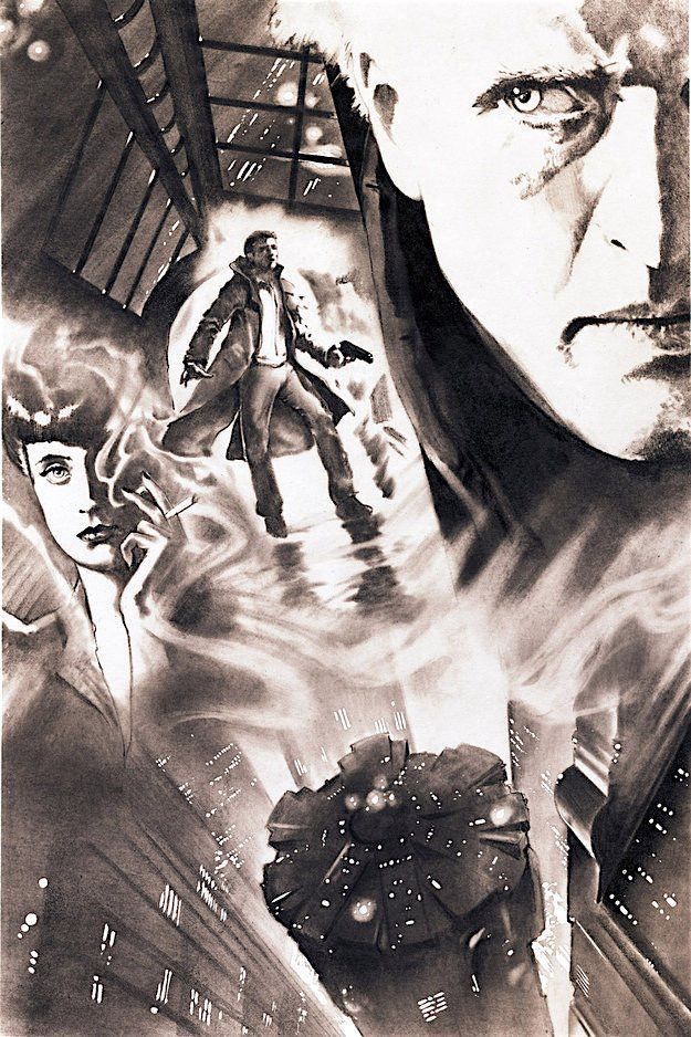 John Alvin, concept sketch for Blade Runner poster, 1982