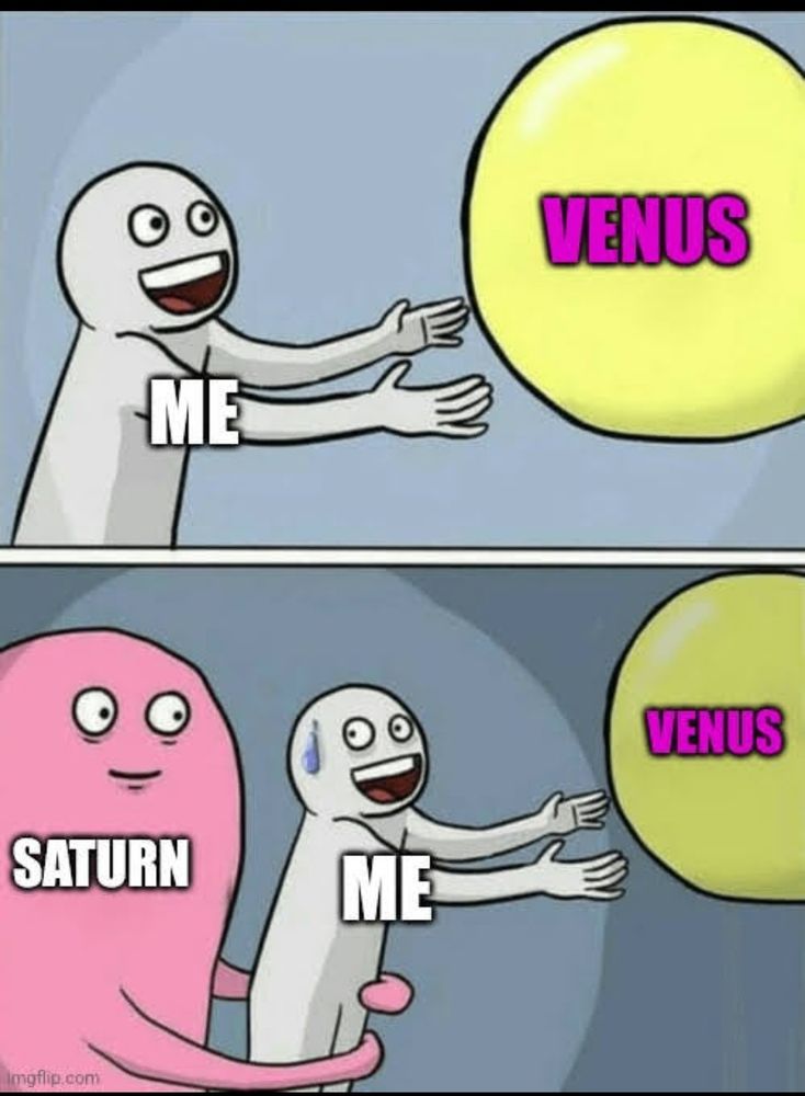 Meme of gray person reaching for yellow balloon in the top picture and in the bottom picture you see a pink person holding the gray person 