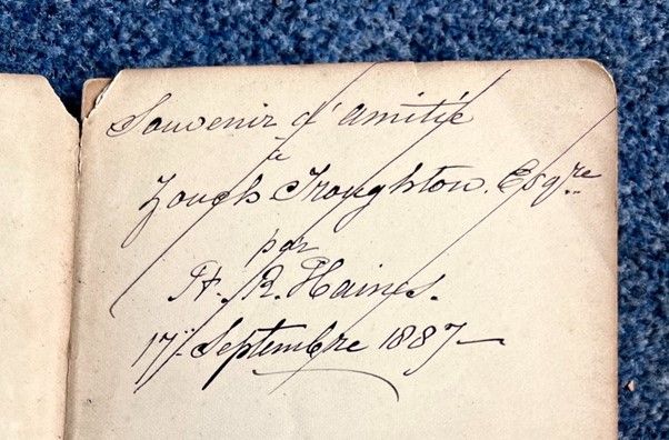 Inscription on front endpaper