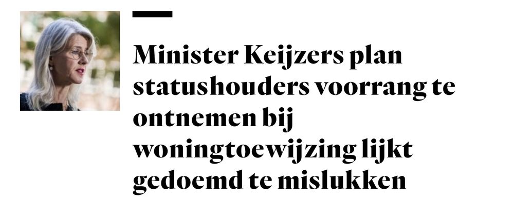 Plan minister Keijzer om statushouders voorrang bij woningtoewijzing te ontnemen gedoemd te mislukken. 