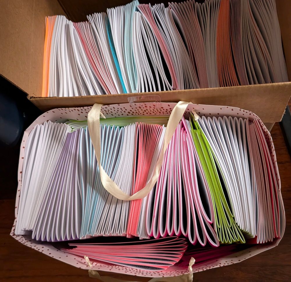 A box & gift bag filled with zines