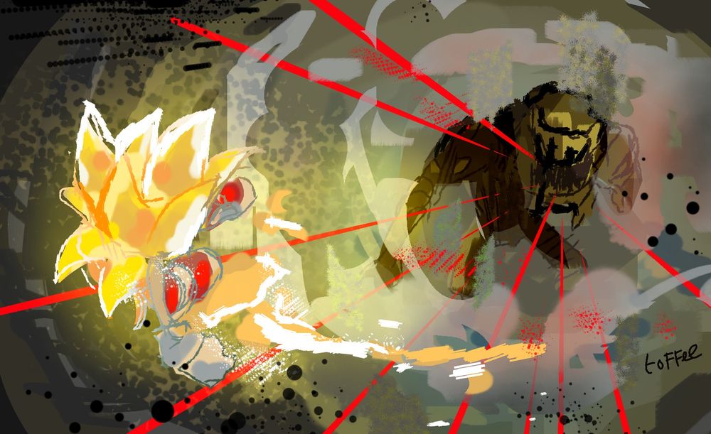 Super sonic above giganto mid fight