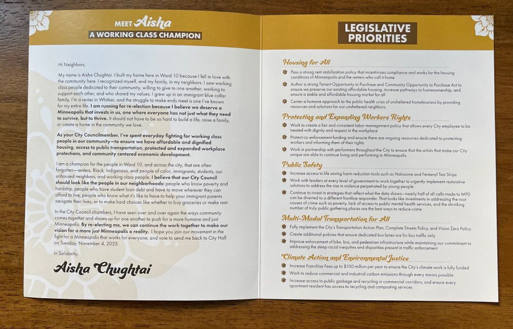 Lit inside: letter to voters & policy platform 