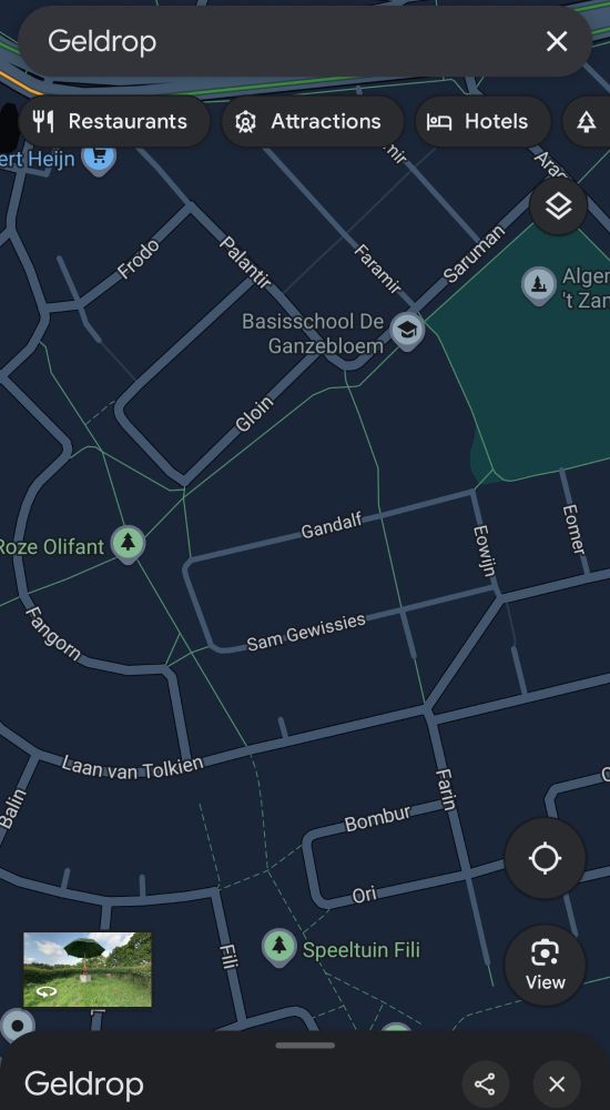 Geldrop map, street with Lord of the Rings names.