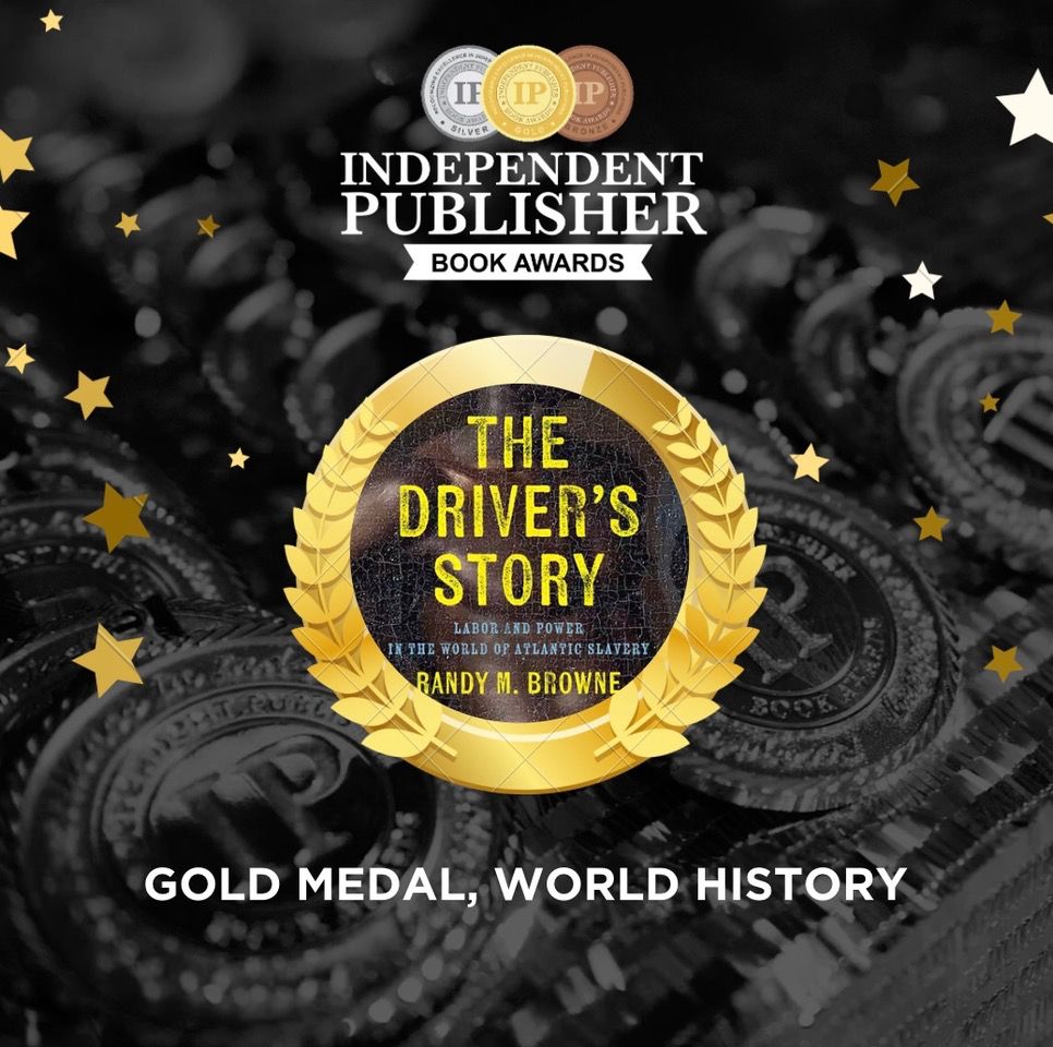 Independent Publisher Book Awards graphic w/ gold medal (world history) icon for THE DRIVER'S STORY 