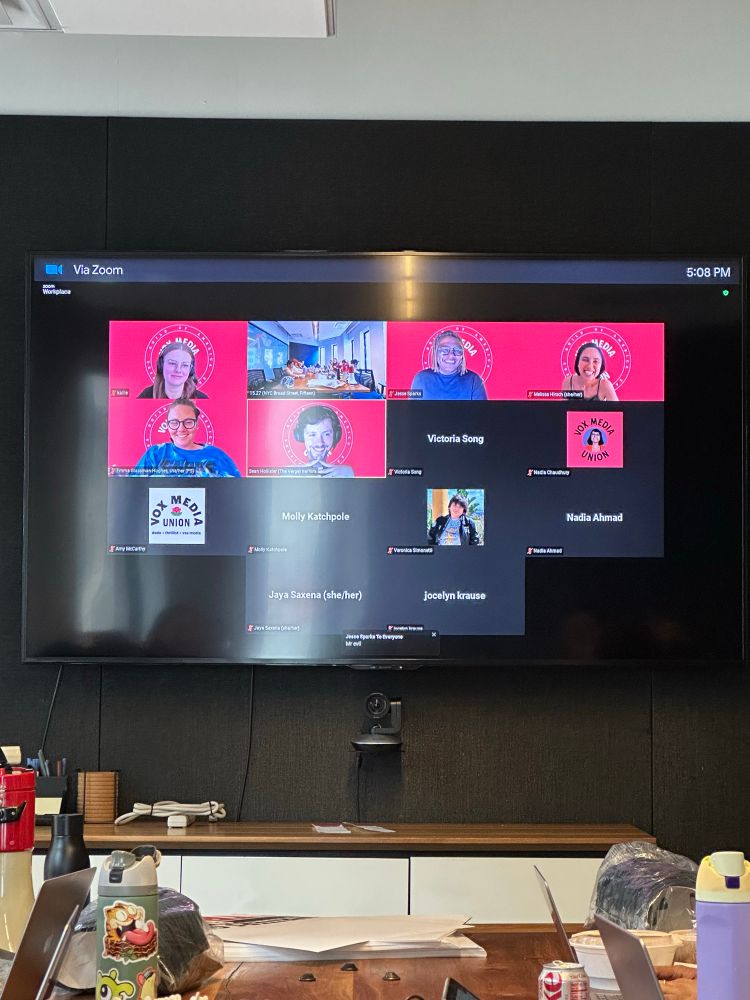 People on a zoom meeting screen.