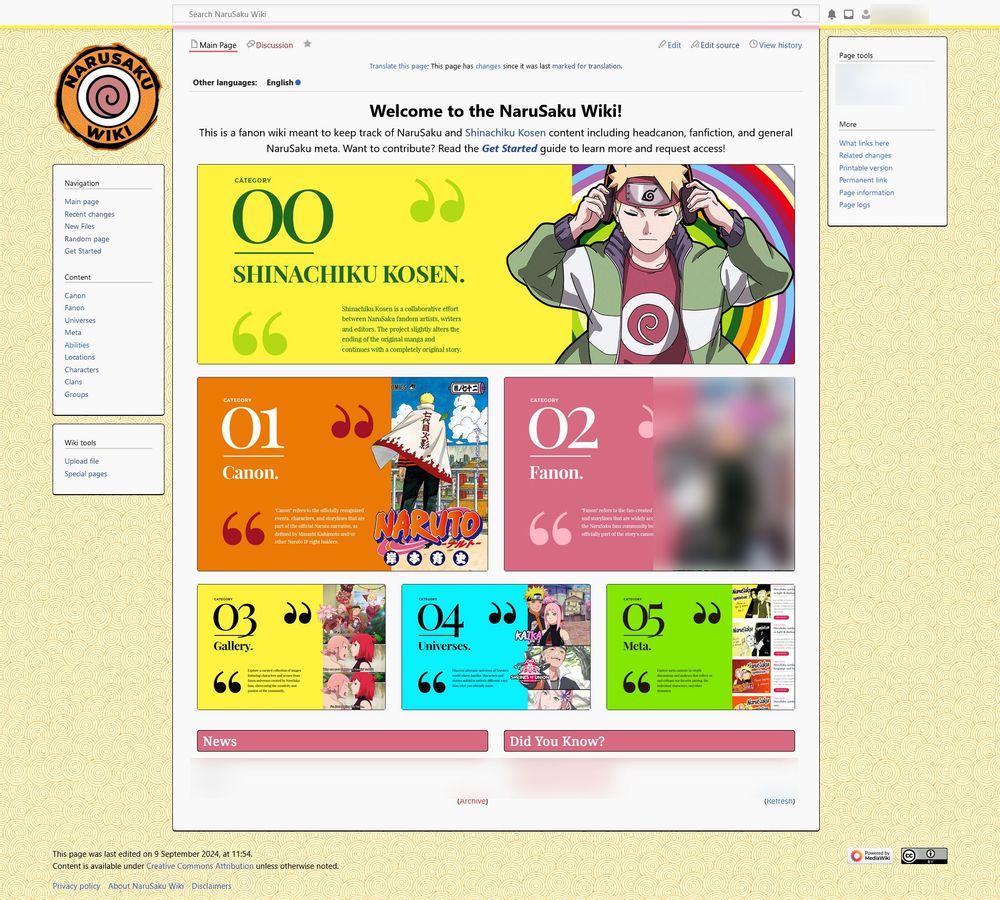 Work in progress layout of the new NaruSaku Wiki