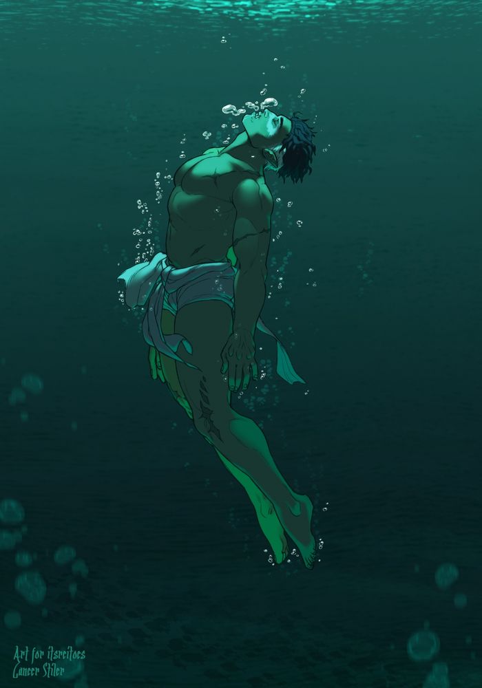 Reito's oc Shandru underwater floating to the surface