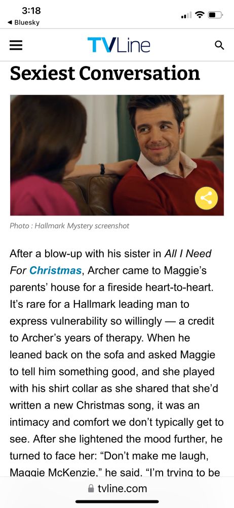 Sexiest conversation on a Hallmark Christmas movie. 