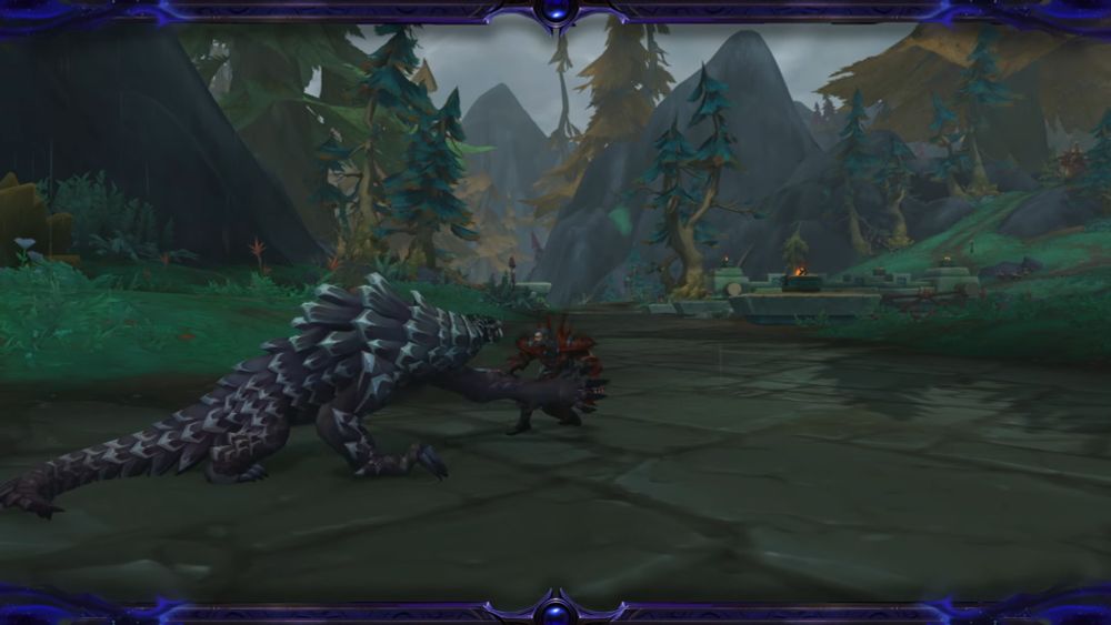 a character fighting a pangolin creature in the Zul'Aman environment. The pangolin is covered in scale-like features colored in dark grey/black